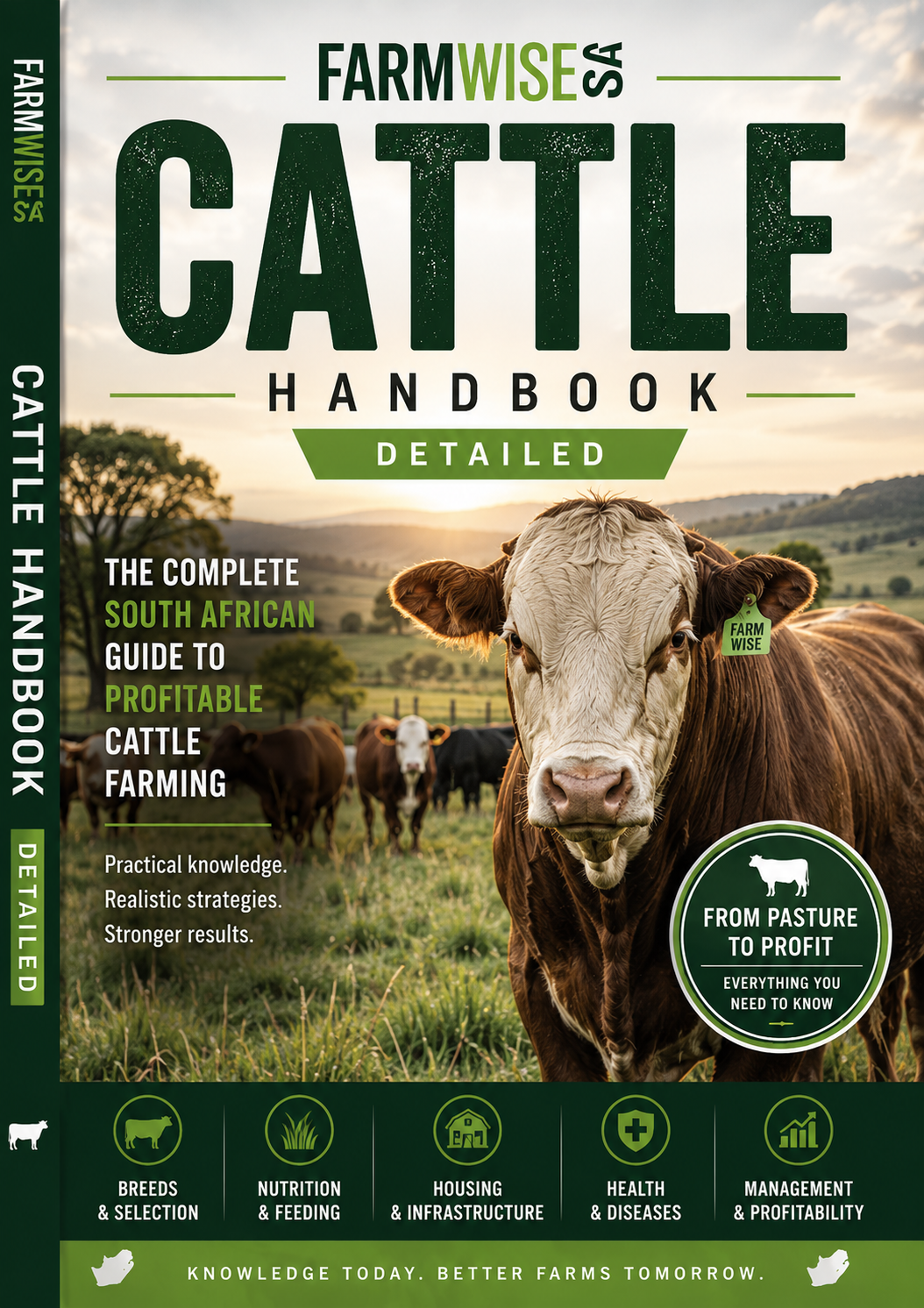Detailed Cattle Handbook – front cover, FarmWise SA digital farming handbook