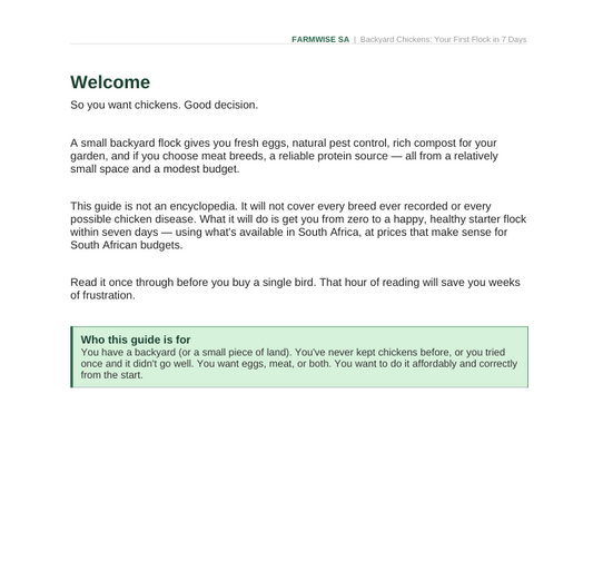 Poultry Farming | Backyard Edition Handbook – sample page 1