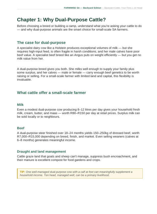 Cattle Farming | Backyard Edition Handbook – sample page 3