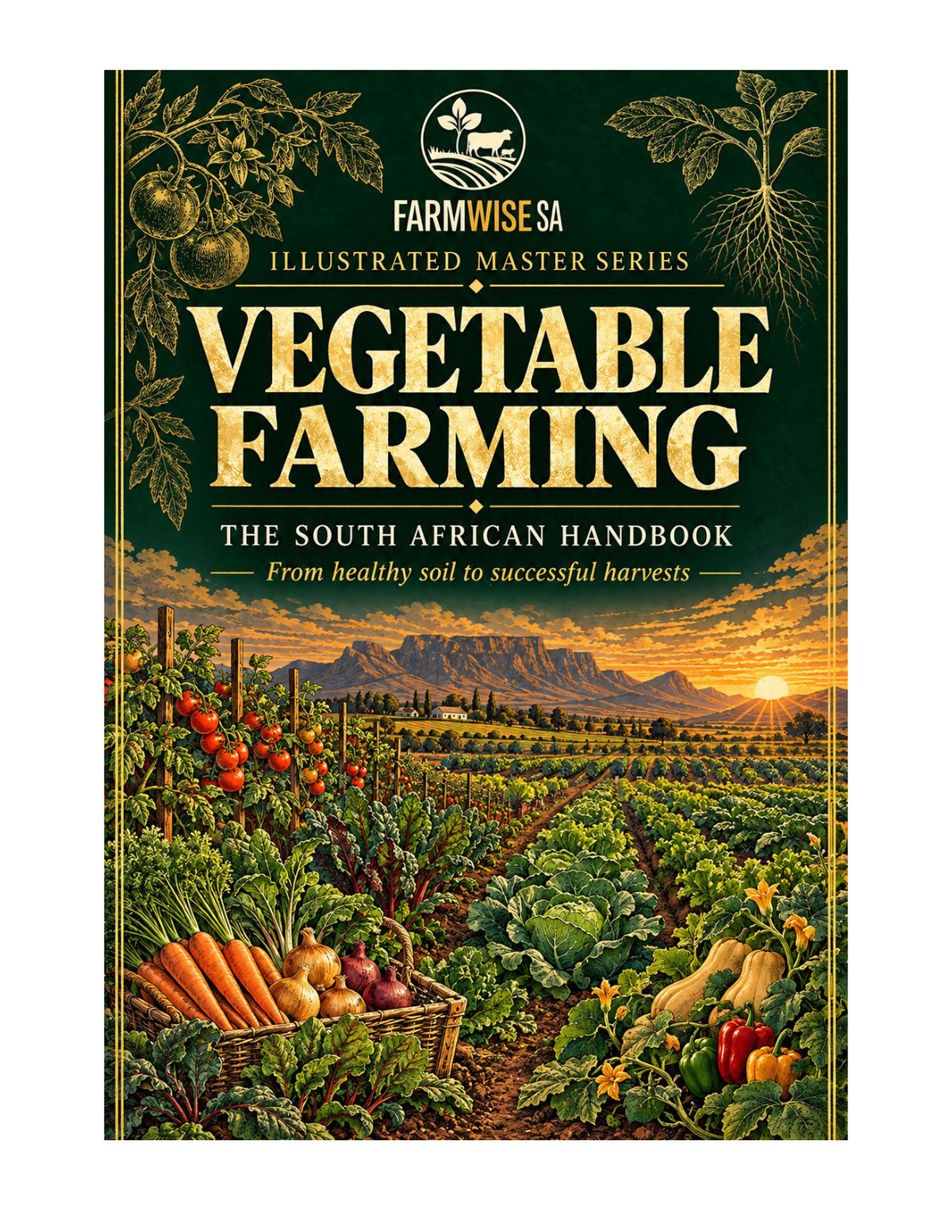 Vegetable Farming Master Illustrated handbook green and gold illustrated front cover