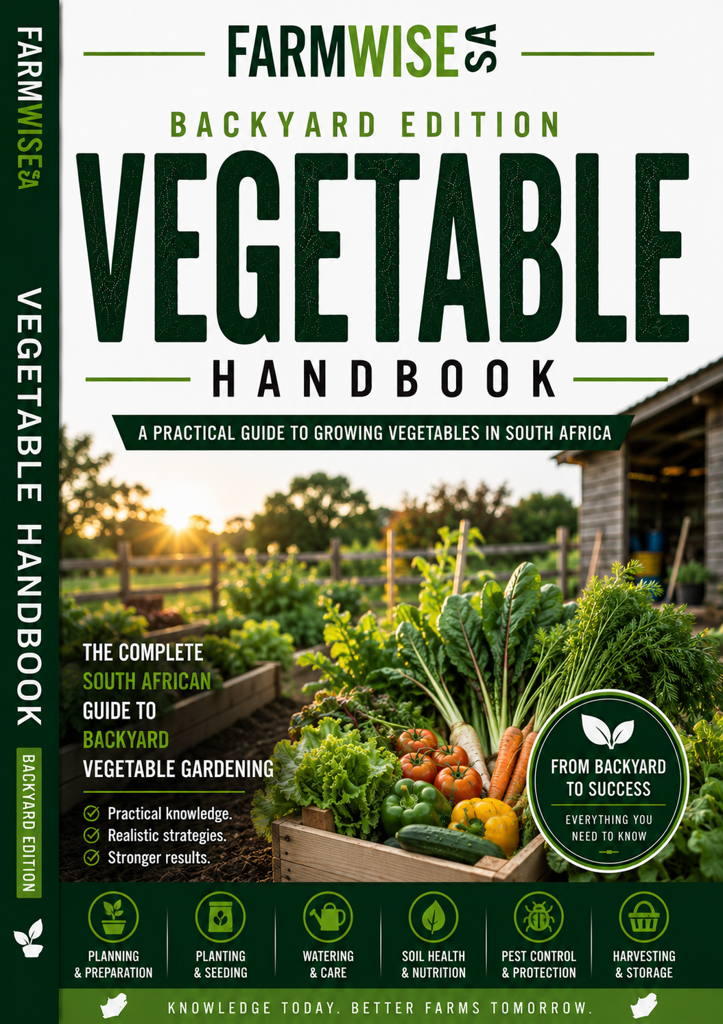 Vegetable Farming | Backyard Edition Handbook – front cover, FarmWise SA digital farming handbook