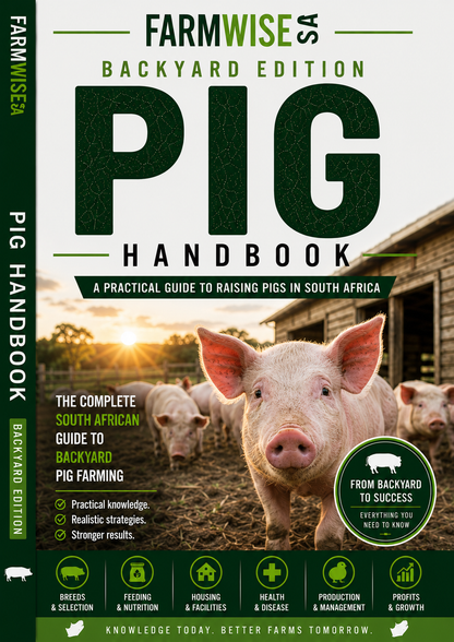 Pig Farming | Backyard Edition Handbook – front cover, FarmWise SA digital farming handbook