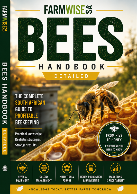 Detailed Bee Farming Handbook – front cover, FarmWise SA digital farming handbook