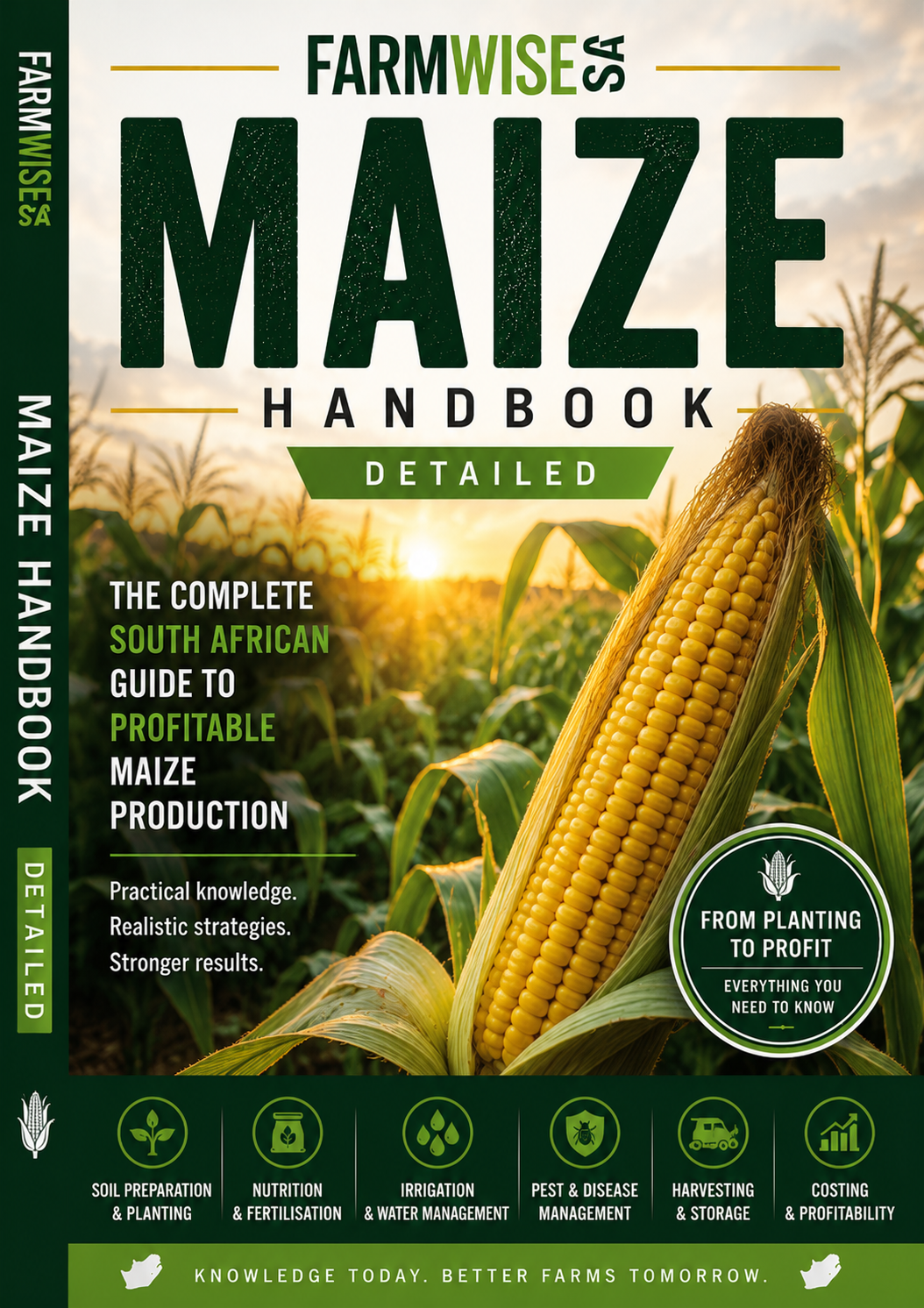 Detailed Maize Farming Handbook – front cover, FarmWise SA digital farming handbook