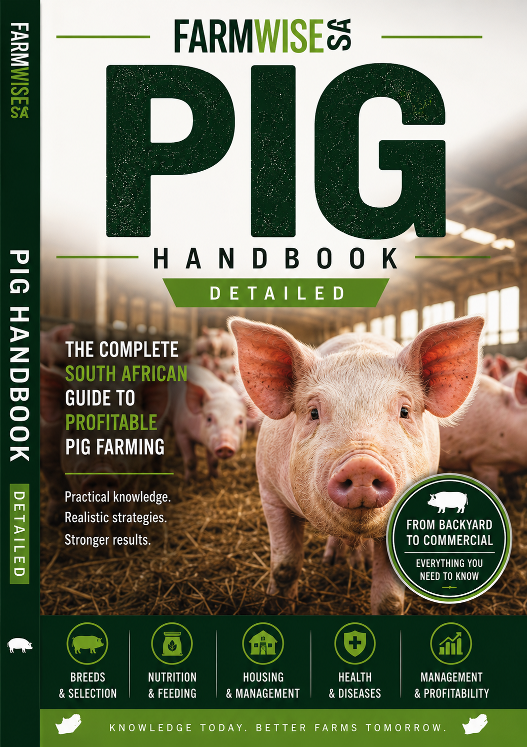 Detailed Pig Farming Handbook – front cover, FarmWise SA digital farming handbook