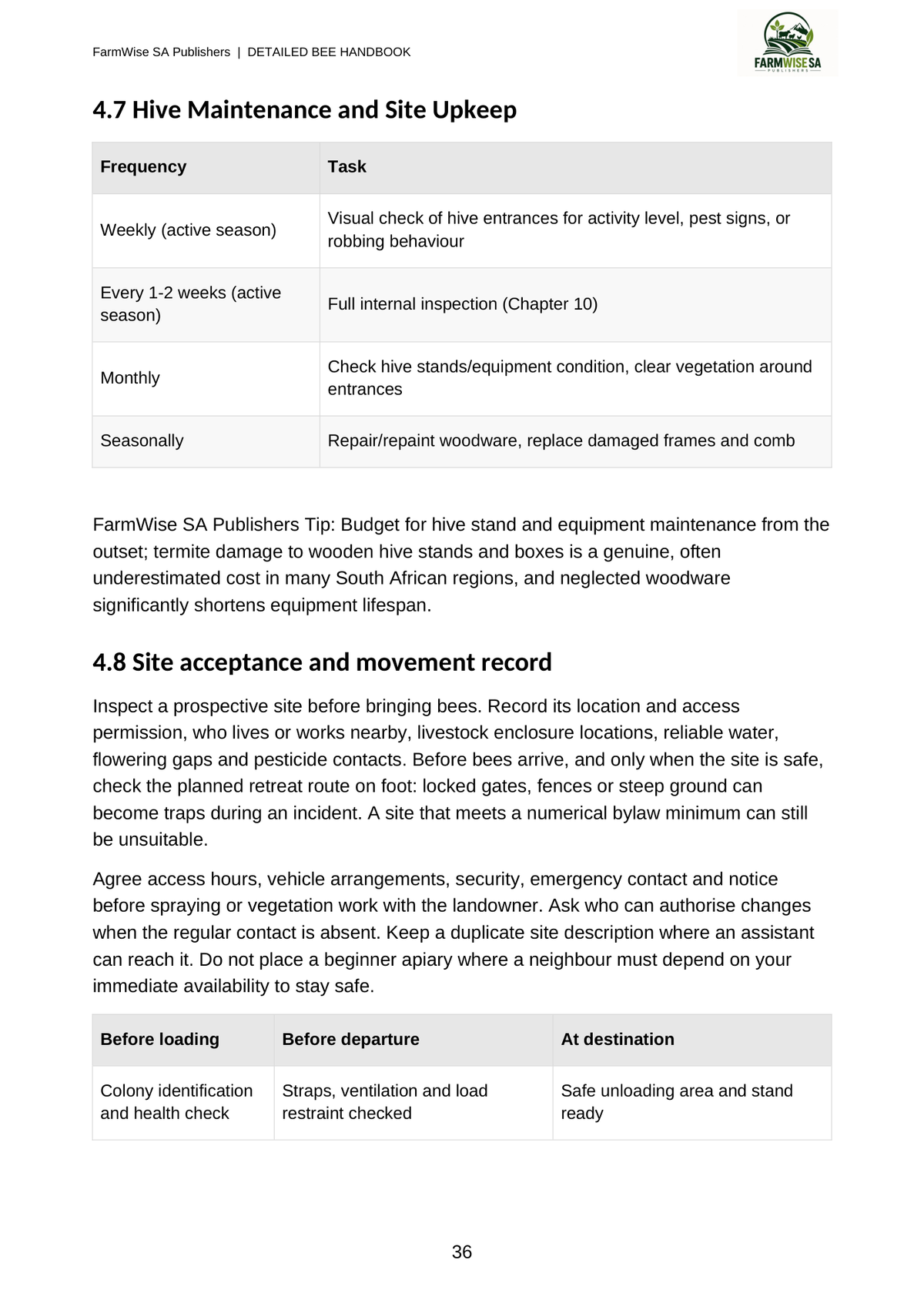Updated October 2026 edition; actual interior page 36. Detailed Bee, English.