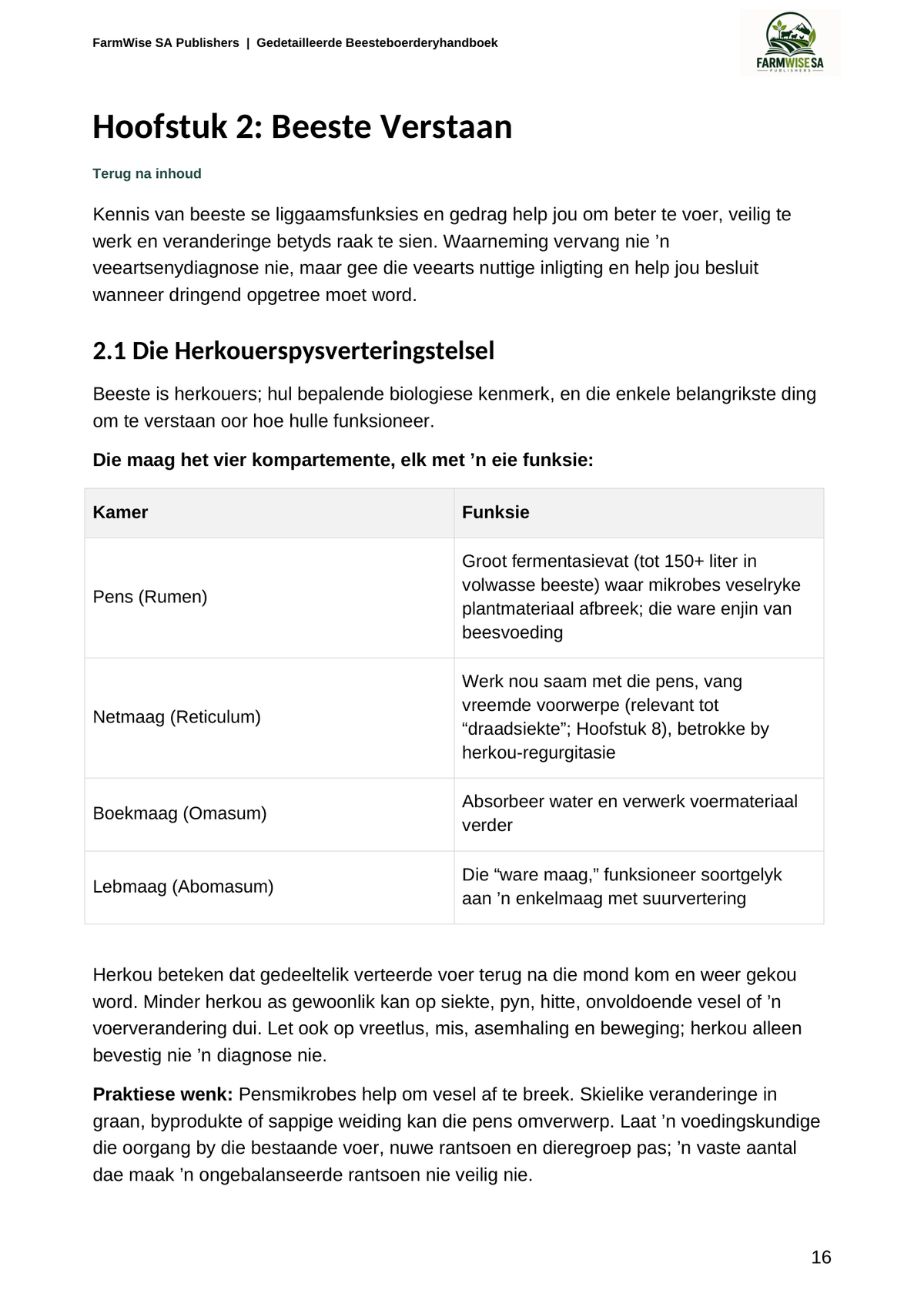 Hersiene Oktober 2026-uitgawe; werklike binneblad 16. Detailed Cattle, Afrikaans.