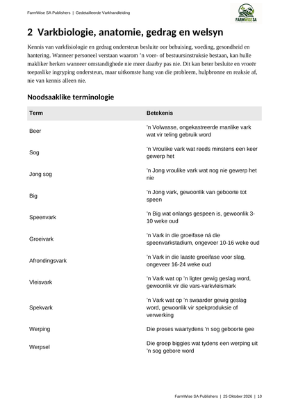 Hersiene Oktober 2026-uitgawe; werklike binneblad 10. Detailed Pig, Afrikaans.