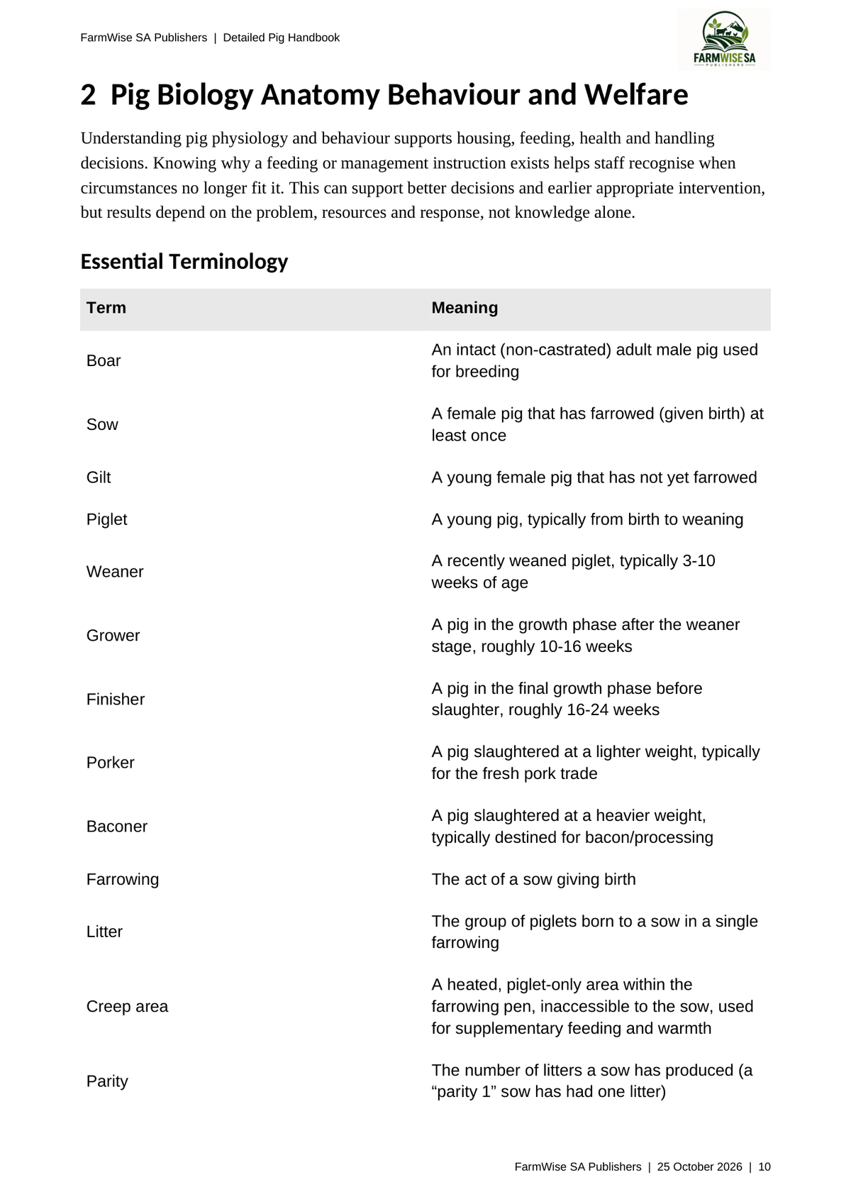 Updated October 2026 edition; actual interior page 10. Detailed Pig, English.