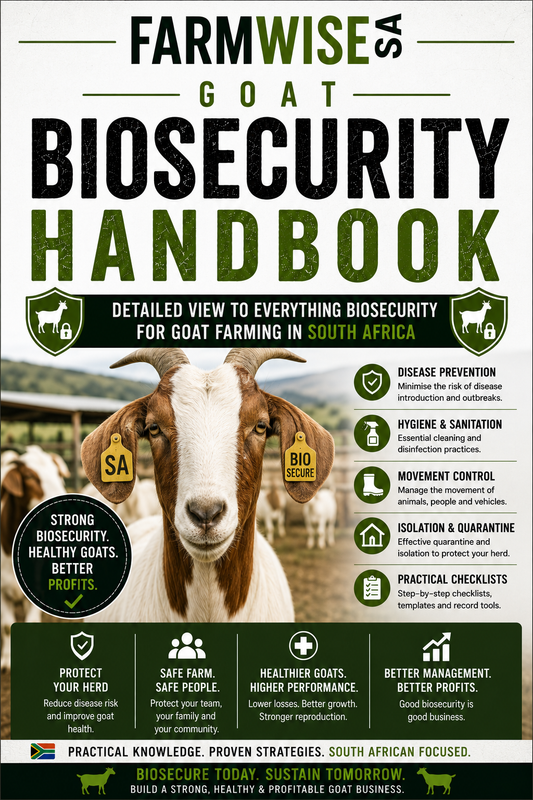 Complete Goat Biosecurity Handbook – front cover, FarmWise SA digital farming handbook