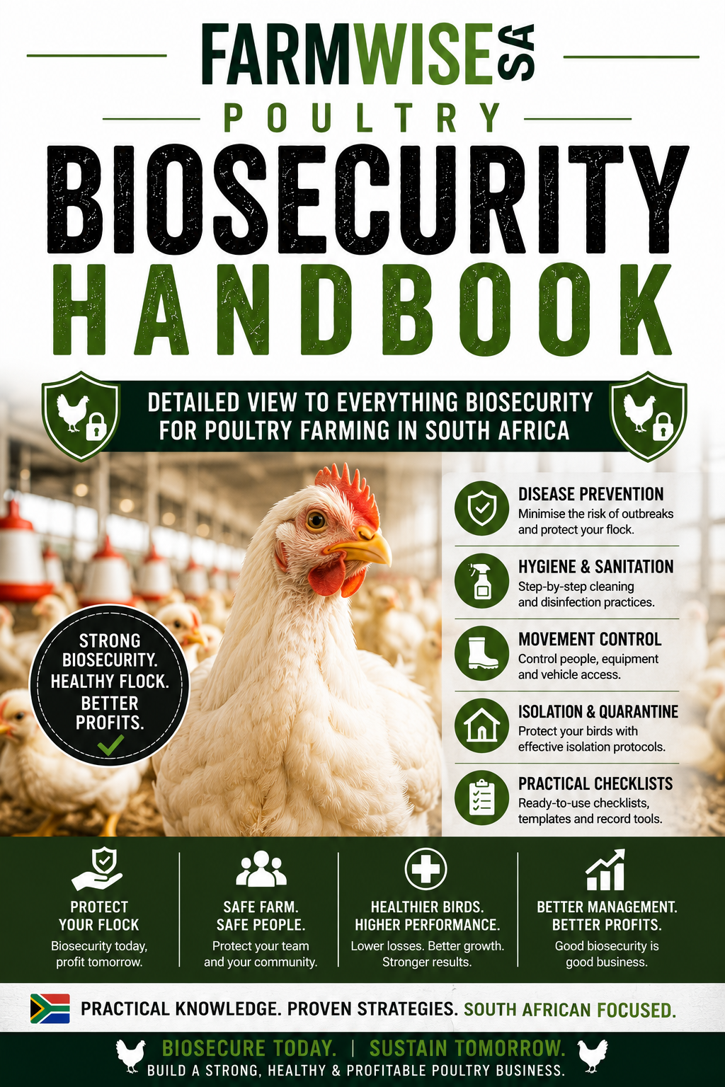 Complete Poultry Biosecurity Handbook – front cover, FarmWise SA digital farming handbook