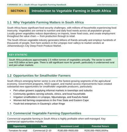 Detailed Vegetable Farming Handbook For South Africa – sample page 1