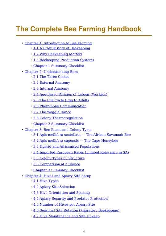 Detailed Bee Farming Handbook – sample page 1