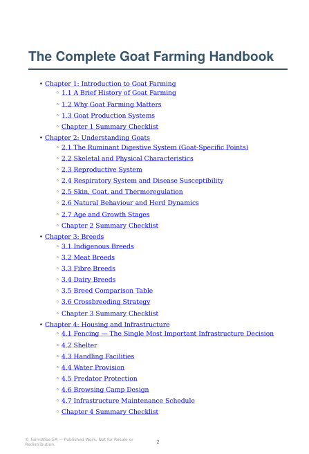 Detailed South African Goat Farming Handbook – sample page 1