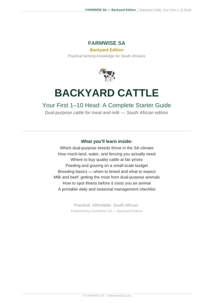 Cattle Farming | Backyard Edition Handbook – sample page 1