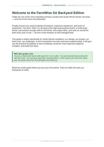 Cattle Farming | Backyard Edition Handbook – sample page 2