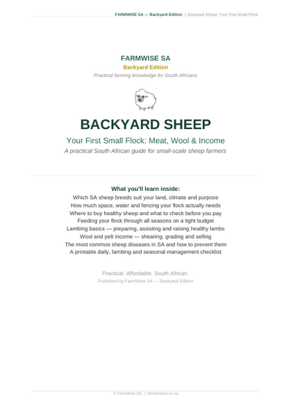 Sheep Farming | Backyard Edition Handbook – sample page 1