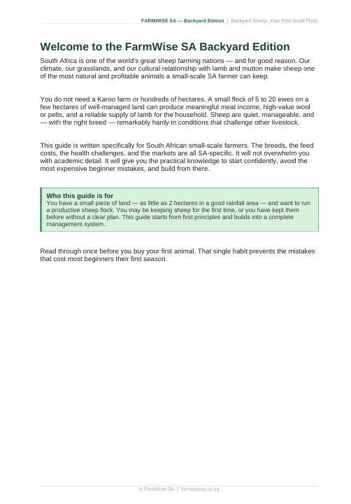 Sheep Farming | Backyard Edition Handbook – sample page 2