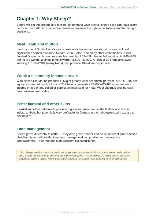 Sheep Farming | Backyard Edition Handbook – sample page 3