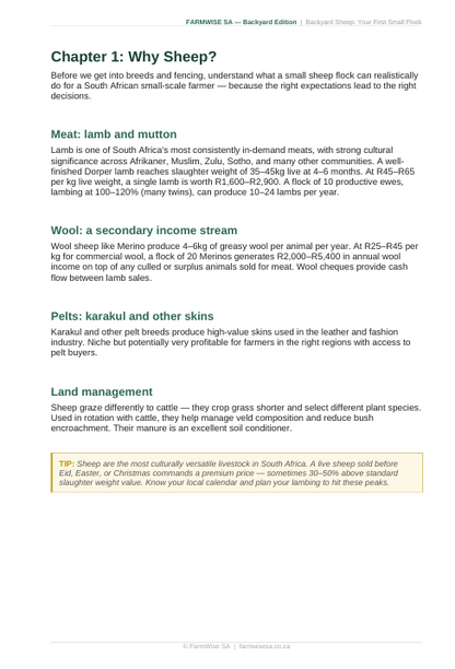 Sheep Farming | Backyard Edition Handbook – sample page 3