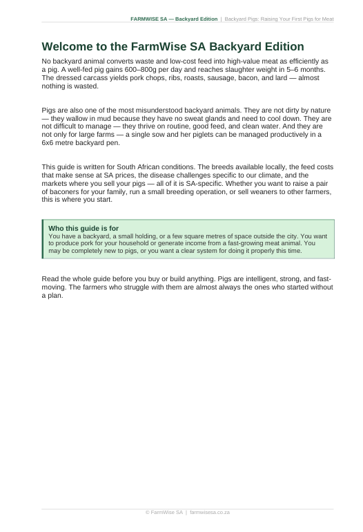 Pig Farming | Backyard Edition Handbook – sample page 3