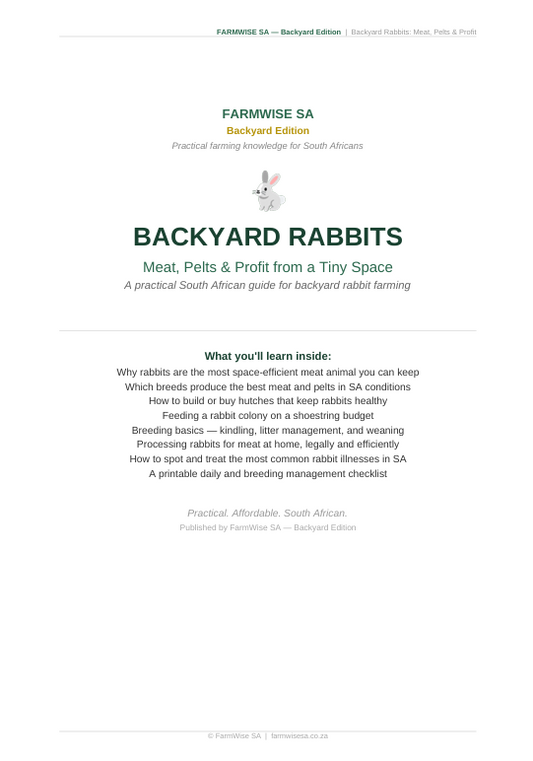 Rabbit Farming | Backyard Edition Handbook – sample page 1