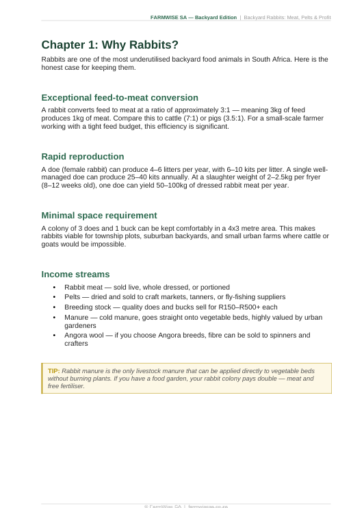 Rabbit Farming | Backyard Edition Handbook – sample page 3