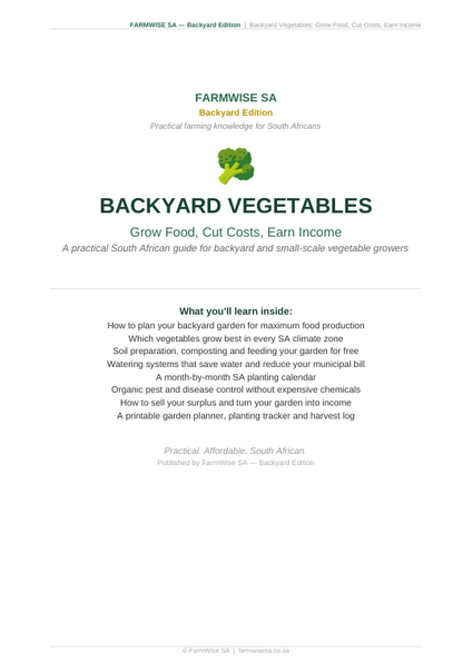 Vegetable Farming | Backyard Edition Handbook – sample page 1