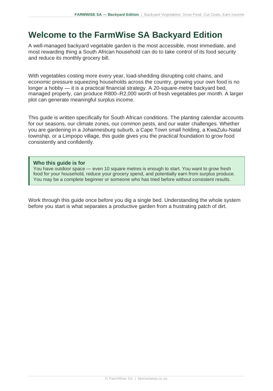 Vegetable Farming | Backyard Edition Handbook – sample page 2
