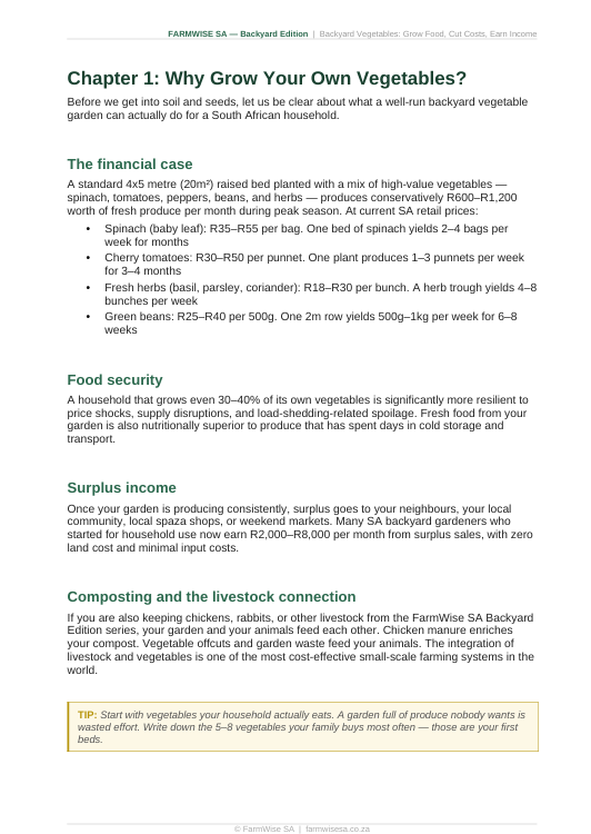 Vegetable Farming | Backyard Edition Handbook – sample page 3
