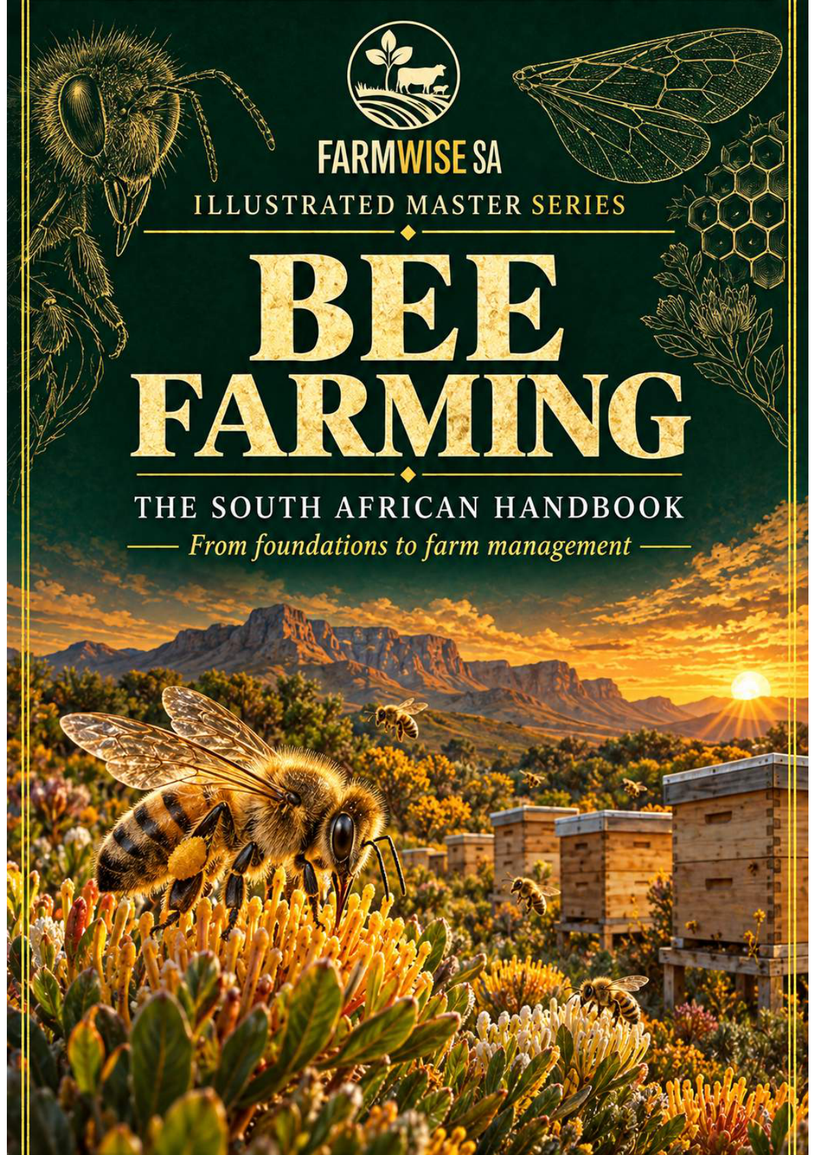Bee Farming Master Illustrated handbook green and gold illustrated front cover